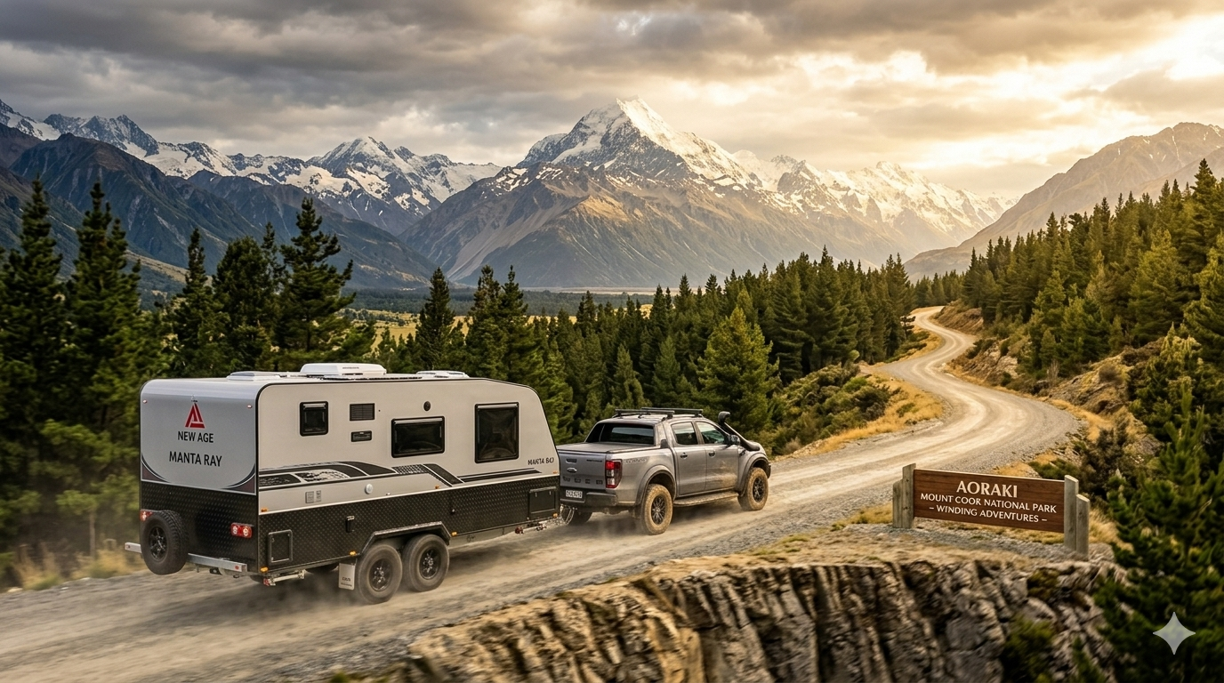 New Age Manta Ray caravan in Aoraki Mount Cook National Park